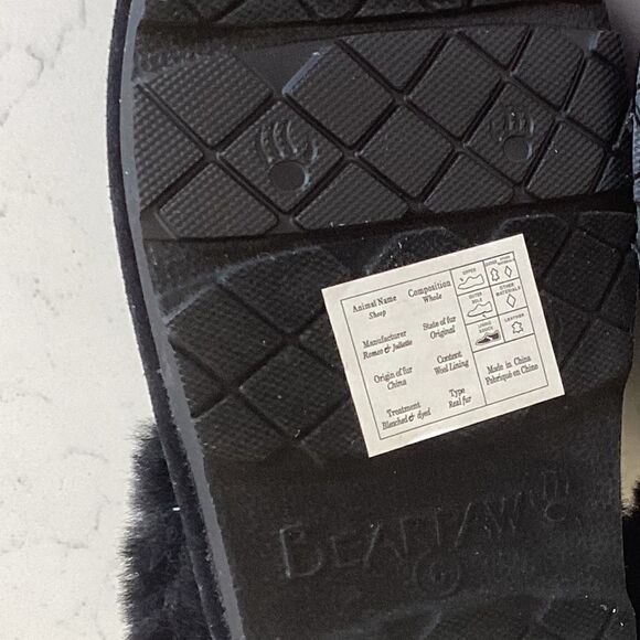 Bear paw Loki Exotic Black Sequin Slippers, Size 6, NWOT - Picture 8 of 12